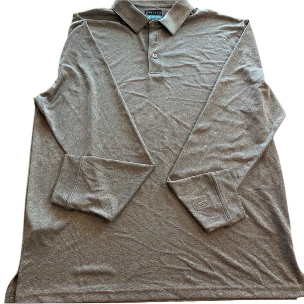 PGA Golf Men’s Long Sleeve Collar Lightweight Gray Shirt NEW Size large